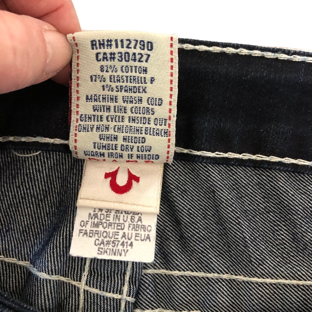 True Religion Skinny Stretch Jeans Silver Bead Pockets 31 - Picture 7 of 7